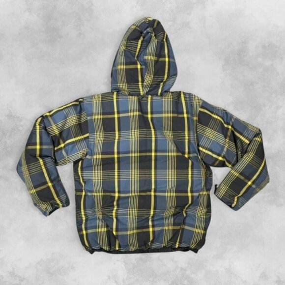 The North Face 550 Reversible Hoodie Puffer Jacket Plaid Pattern Zip Closure M S - Picture 2 of 11